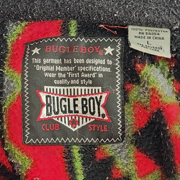 Bugle Boy Southwestern Fleece Shirt Jacket Mens Large Navajo Print Polyester 90s - Picture 13 of 16